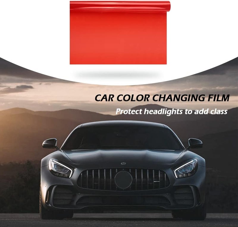 wedfish 12 X 48inch Car Light Tint Film, Cuttable&Stretchability Car Headlight Taillight Fog Light Vivid Vinyl Wrap Protector,Non-Marking Self-Adhesive Decals Car Decor (Red) - Image 4